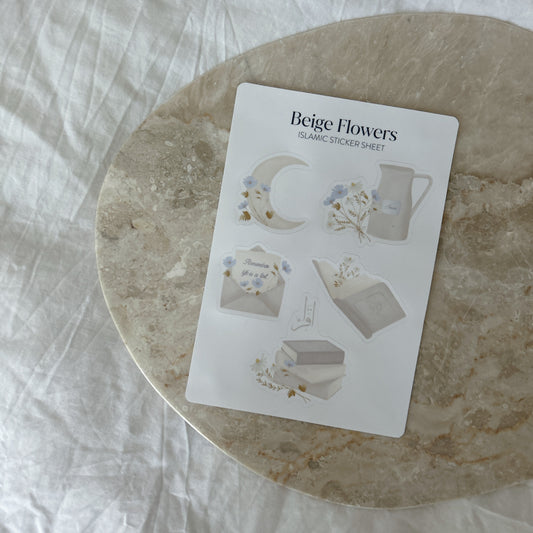 Beige Blumen Sticker Bogen